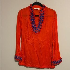 Tory Burch Orange Tunic with Blue Trim